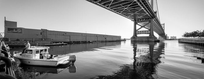 Beneath the Ben Franklin Bridge, Philadelphia James Abbott Inkjet Print Philadelphia landscape water bridges The Print Center
