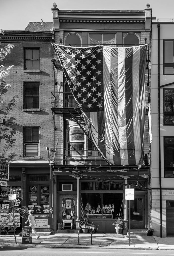 Flag and Facade North Third Street, Philadelphia Inkjet Print James Abbott photography the print center flags america old shops and buildings