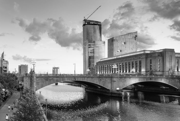 Market Street Bridge and Schuykill River, Philadelphia Inkjet Print James Abbott photography black and white bridge skyline