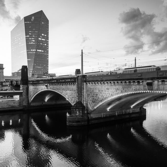 North West View of RR Bridge and Cira Center, Philadelphia James Abbot Inkjet Print the print center bridge lights water 