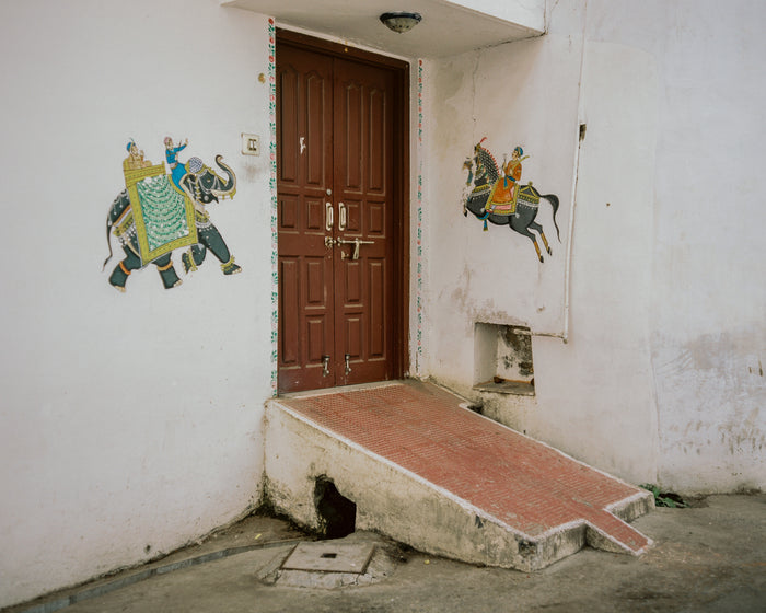 "Haathee" by Saleem Ahmed. An inkjet print. Photography, Color, Cityscapes, Urban landscape, Elephant, Horses, Stickers, Murals, Door, Ramp. The Print Center