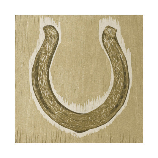 Horseshoe Woodcut the print center Rebecca Gilbert relief gold made in Philadelphia
