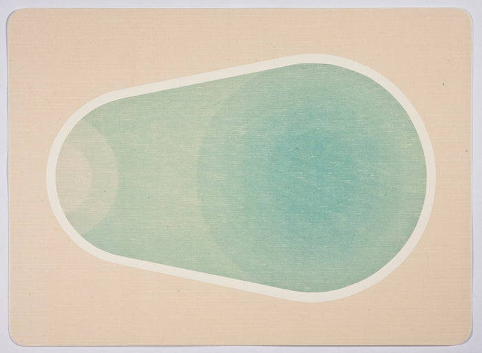 Leisure Pool 2 woodcut Kristen Martincic the print center abstraction pools summer blue shape curvy gradient 