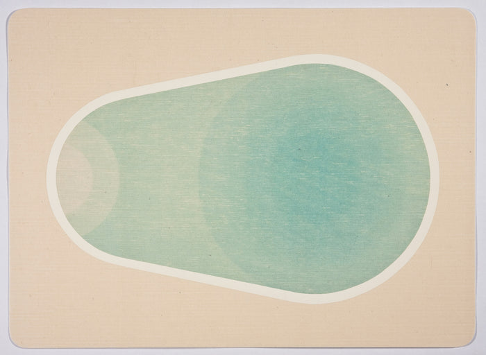 Leisure Pool 2 woodcut Kristen Martincic the print center abstraction pools summer blue shape curvy gradient