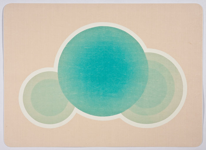 Leisure Pool 6 woodcut printmaking kristen Martincic the print center gallery philadelphia three circles color gradients blue