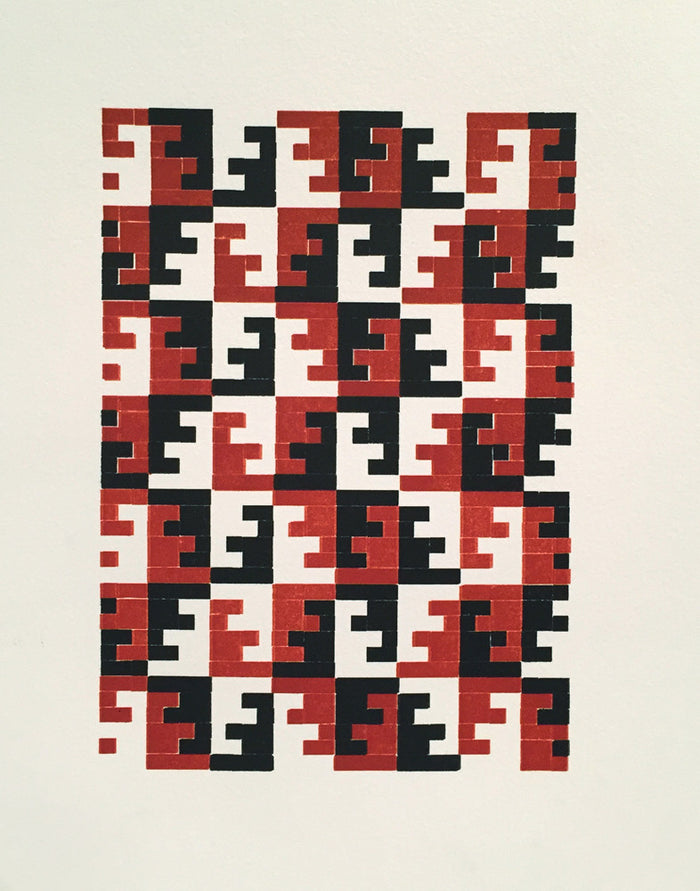 Sihuas 2-1-3-2-4 Purgatory Pie Press Letterpress the print center graphic optical illusion red black and white