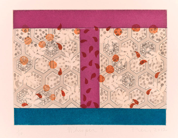 Intimate Whispers Intaglio Diane Pieri playful shapes floral pattern crafty prints colorful bright springtime made in Philadelphia