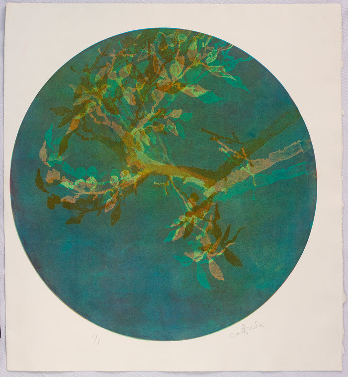 Mirabelle Branch Anna Jeretic Etching the print center circular boarder tree branches leaves 