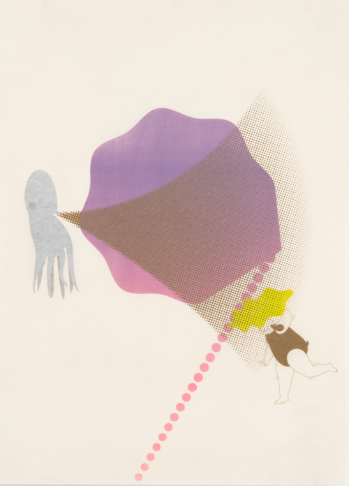 Fruit V Qaioyi Shi Lithograph the print center octopus people and food abstraction