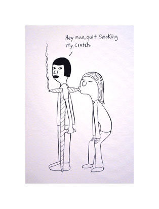 Pot Crutch  Andrew Jeffrey Wright pun illustration silkscreen weed pot