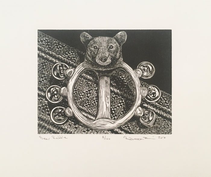 Bear Rattle Engraving Rebecca Gilbert The Print Center Artifact Symmetry