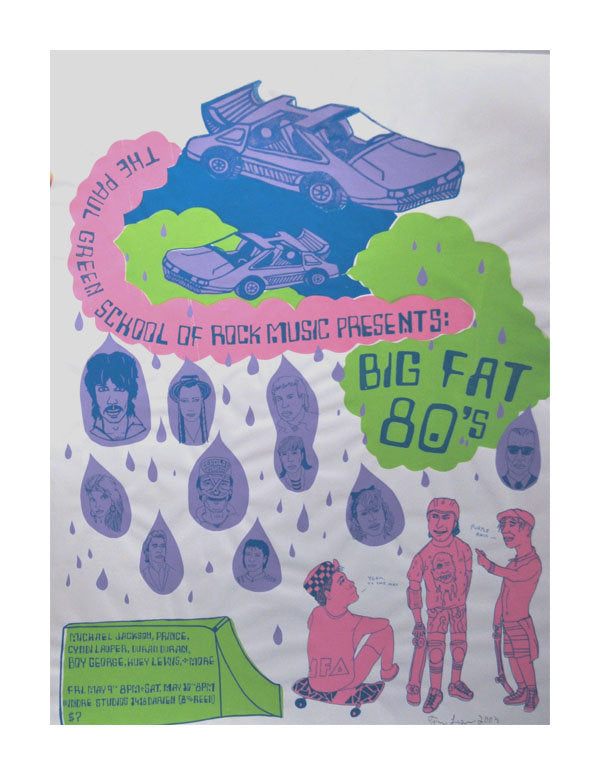 Paul Green Big Fat 80's Silk Screen Thom Lessner the print center Made in Philadelphia band poster show concert 1980s
