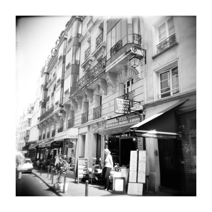 Cafe Julia Inkjet Print Julia Blaukopf Made in Philadelphia City buildings street view black and white Photography