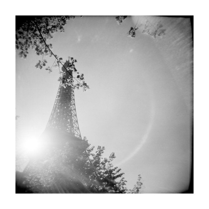 Eiffel Tower Julia Blaukopf the print center paris inkjet print black and white photography made in philadelphia landscapes sun glare