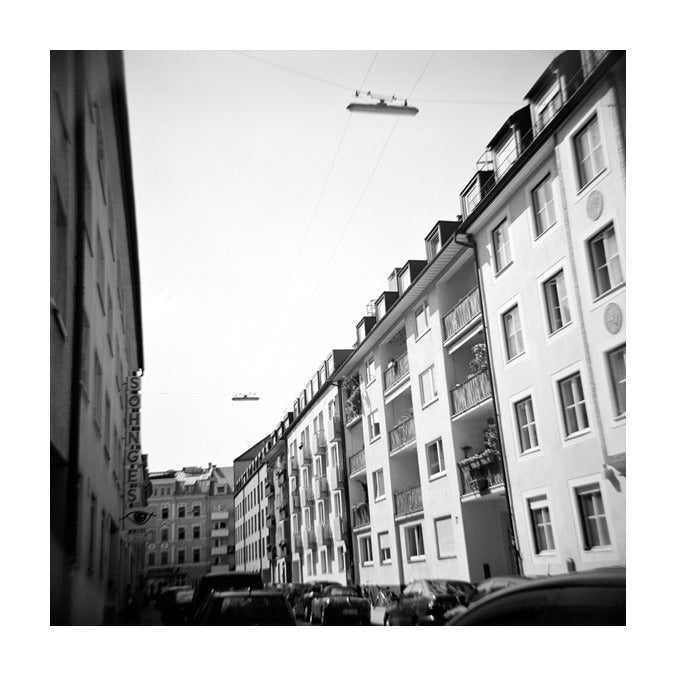Munich Street inkjet print julia blaukopf black and white photography made in Philadelphia buildings
