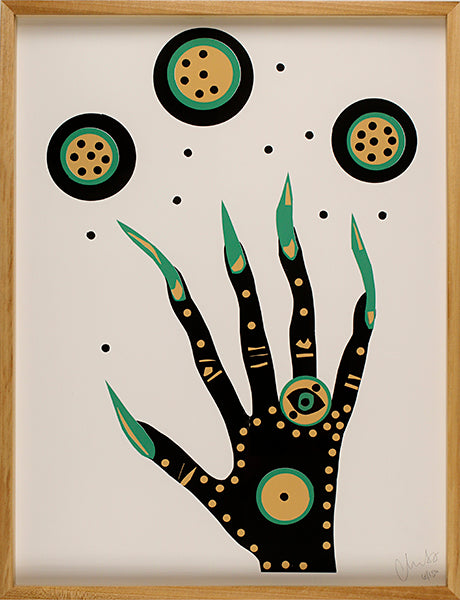 Galaxy Hand Christian Joy Kayrock Screenprinting silkscreen the print center glaxy blue fingernails polka dots planets stars alien 