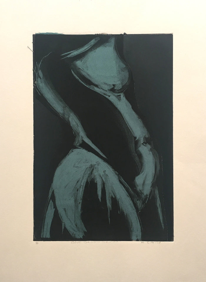 Blue-Green Dress Monotype Nancy Citrino Figure The Print Center Made in Philadelphia