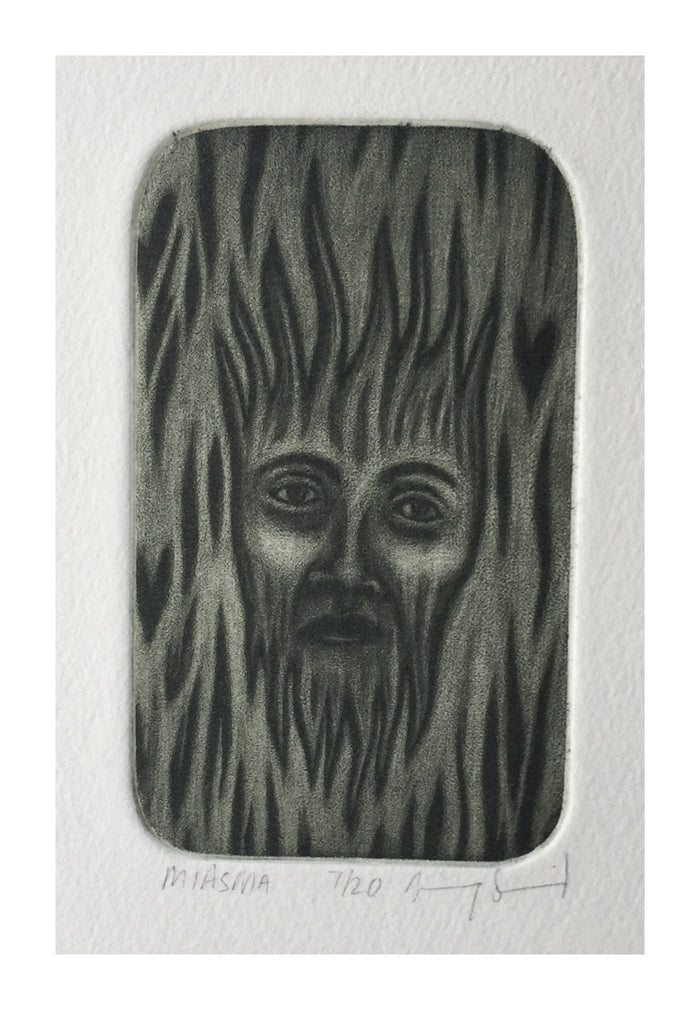Miasma Jenny Schmid Mezzotint the print center Philadelphia wood texture face grain dreamlike floating