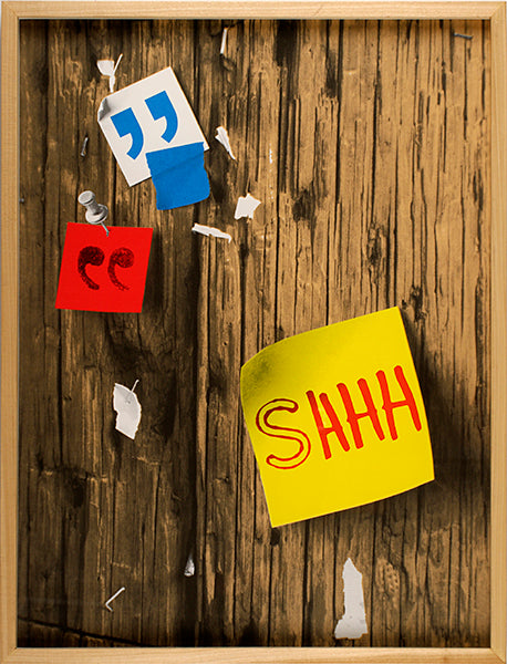Shh... post-it notes shhh quotes quotations Kayrock screenprinting silkscreen wood the print center