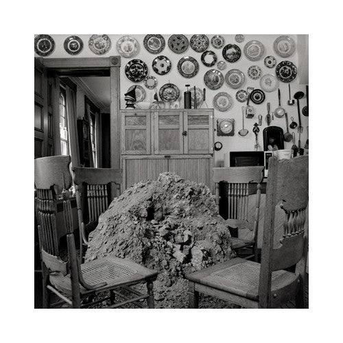 Kitchen Keith Sharo Geltain Silver Print the print center black and white kitchen chairs pile of dirt table plates hung on wall family histories 