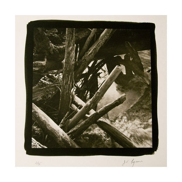 Log Jam, Delaware River James Syme Platinum palladium print the print center black and white abstraction nature logs sticks photography