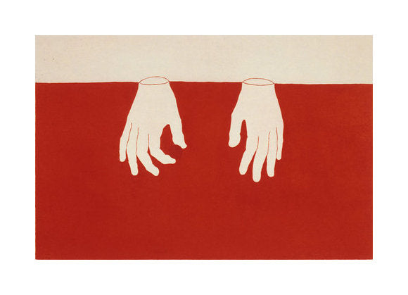 One Drop Kristen Martincic Etching the print center hands red background