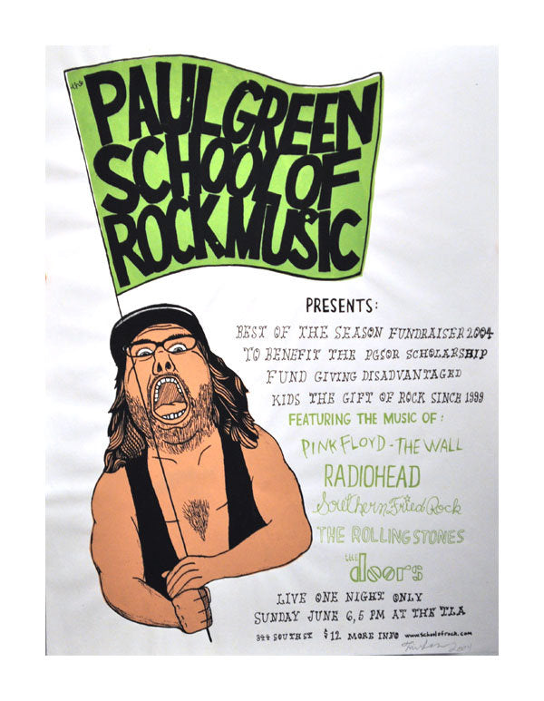 Rock School Roy Thom Lessner music poster flyer the print center made in philadelphia silkscreen flag muisc rock and role
