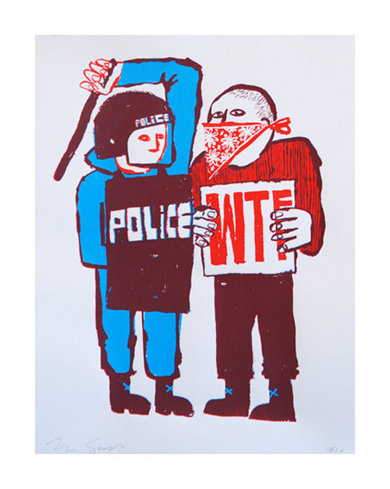 Police! WTF! Tim Gogh police brutality silkscreen made in philadelphia the print center illustration protest