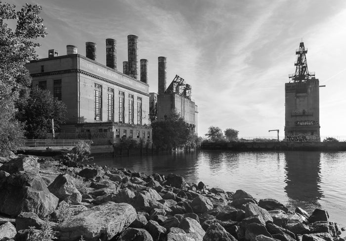 Former Power Plant from Penn Treaty Park, Philadelphia Inkjet Print James Abbott photograph black and white landscape 