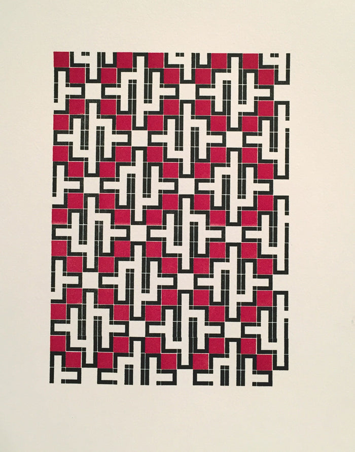 Nessonis 1: Pyrassos purgatory pie press letterpress the print center pattern red black and white 