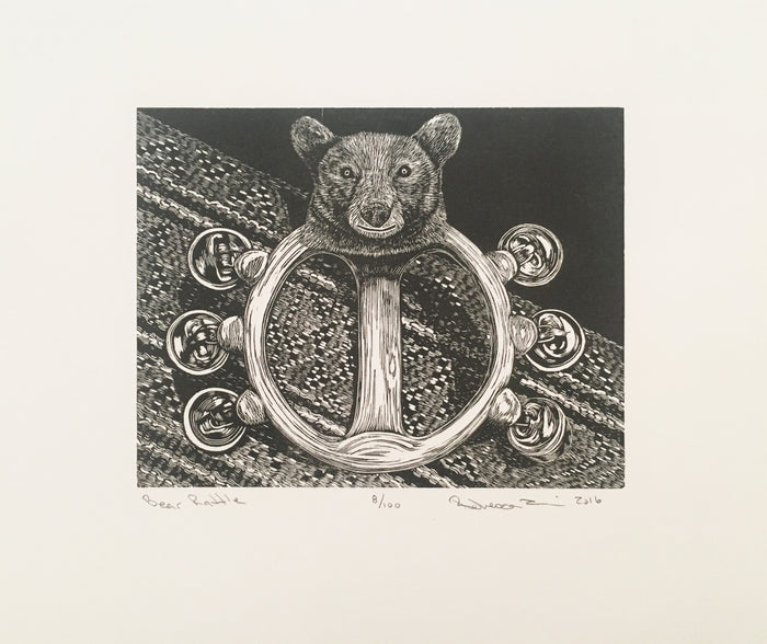 Bear Rattle Engraving Rebecca Gilbert The Print Center Artifact Symmetry 