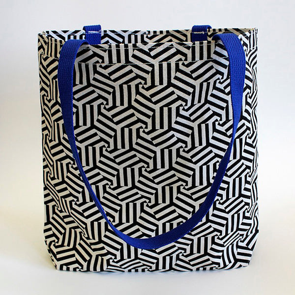 Hexagon Blue Handle Tote Bag accessory the print center wearable gifts kayrock screen printing totebag 