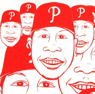 Ryan Howard silkscreen thom lessner phillies world series baseball portrait made in Philadelphia red ink 