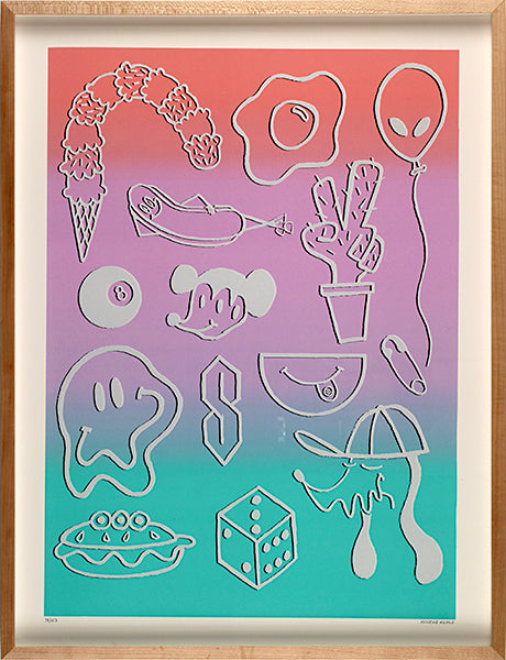 Chill Kristine Reano Kayrock Screenprinting silkscreen the print center emoticons trendy alien egg dice icecream smiley face 