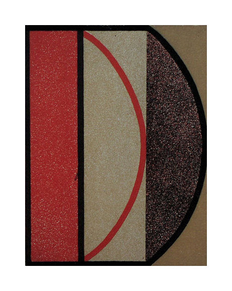 Obertura XI etching perry oliver color based abstraction the print center half circles red black grey and brown  