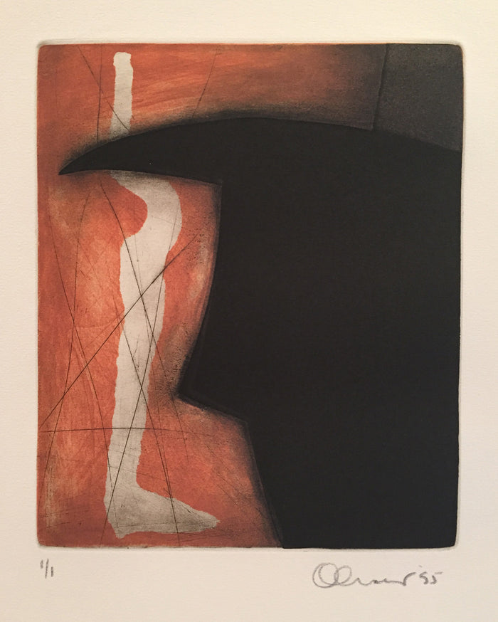 Paper Doll and Bull [b] Perry Oliver Etching the print center figurative color based abstraction
