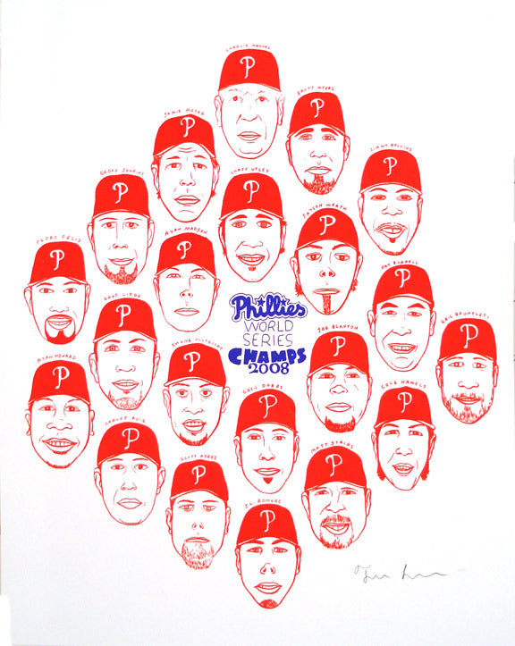 Phillies: World Series Champs Thom Lessner Silskcreen sports baseball Philadelphia silkscreen the print center red and white 